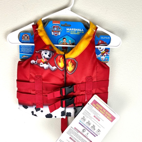 Paw Patrol, Marshall Swimways Kids Life Jacket Child 33-55 Ibs Red NWT - Picture 3 of 10